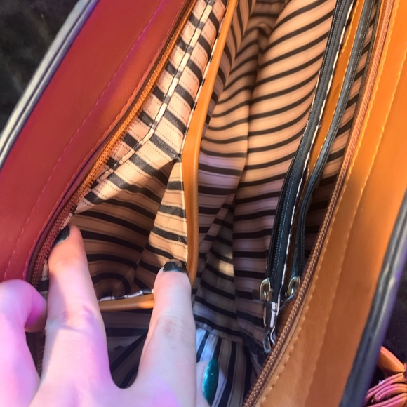 Black and white striped tote long and short strap - Picture 9 of 11